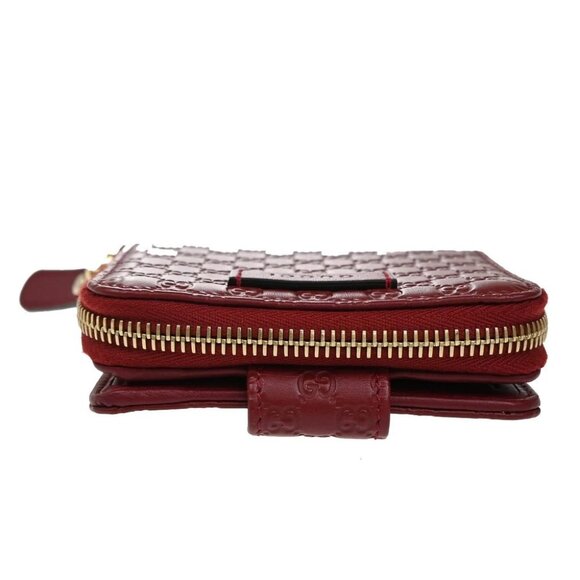 GUCCI Micro Guccissima GG Pattern Bifold Zipper Wallet Leather Red - Picture 6 of 12